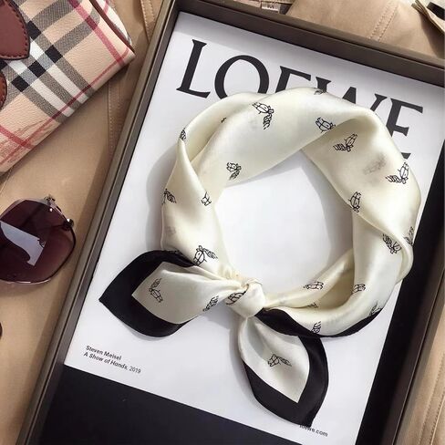 100% Silk Scarf for Woman Small Square 21"x21" Fashion Neck Scarf Bandanas Breathable Smooth Hairband Hijab Giftbox in Saudi Arabia