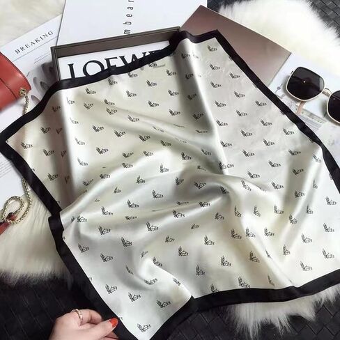 100% Silk Scarf for Woman Small Square 21"x21" Fashion Neck Scarf Bandanas Breathable Smooth Hairband Hijab Giftbox in Saudi Arabia