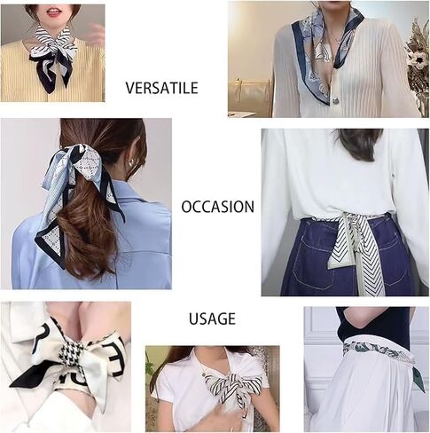 100% Silk Scarf for Woman Small Square 21"x21" Fashion Neck Scarf Bandanas Breathable Smooth Hairband Hijab Giftbox in Saudi Arabia