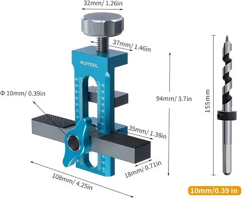 Cabinet Door Installation Jig Set with 10mm Drill Bits Aluminum Alloy Hardware Jig Adjustable Cabinet Installation Tool in Saudi Arabia