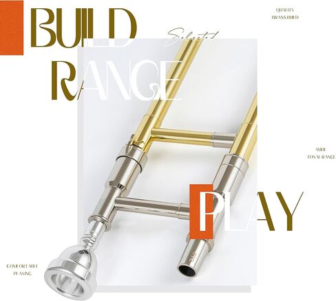 AKLOT Classic Bb Tenor Trombone: Entry-Level B Flat Brass Instruments with Hand-Hammered Bell, Anti-Tarnish Gold Lacquer Finish, Ideal for Beginner, Includes Hard Case, Mouthpiece, Gloves, Cloth in Kuwait