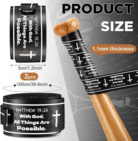 2 PCS Baseball Bat Grip Tapes 1.1mm precut و Knowsive Cross Cross Baseball Tape Christian Non Slip Wrap for Sports Gymnastics Softball Wrap ، 39.4 × 1.2 بوصة in Saudi Arabia