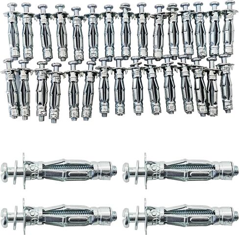 15Pcs M4x32mm Heavy Duty Zinc Plated Steel Molly Bolt Hollow Drive Wall Anchor Screws for Drywall, Plaster, and Tile, Ideal for Home and Professional Use in Saudi Arabia