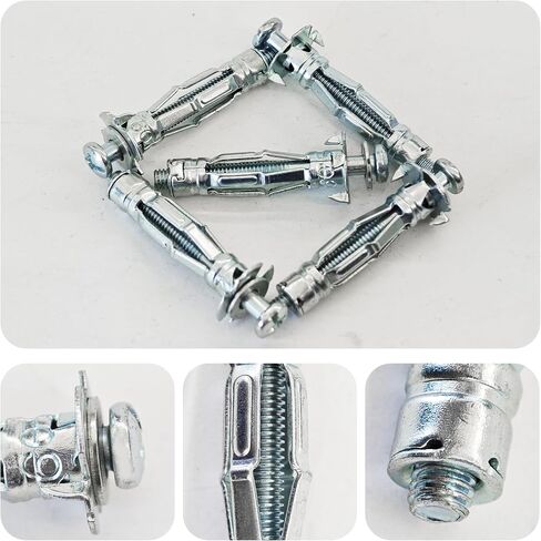 15Pcs M4x32mm Heavy Duty Zinc Plated Steel Molly Bolt Hollow Drive Wall Anchor Screws for Drywall, Plaster, and Tile, Ideal for Home and Professional Use in Saudi Arabia