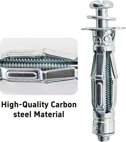 15Pcs M4x32mm Heavy Duty Zinc Plated Steel Molly Bolt Hollow Drive Wall Anchor Screws for Drywall, Plaster, and Tile, Ideal for Home and Professional Use in Saudi Arabia