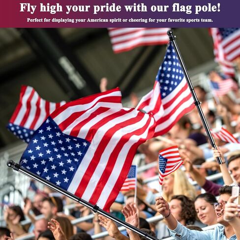 عمود العلم الفكتري للمجموعة ، تشابك حرة الغزل من الفولاذ المقاوم للصدأ سارية العلم ل 3 × 5 مروحة الرياضة في الهواء الطلق للمنزل الخارجي (الأسود ، 6 أقدام ، بدون قوس) in Kuwait