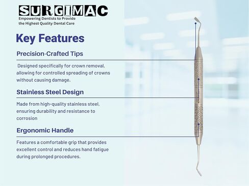 Surgimac Dental Crown Spreader ، أداة أساسية لإزالة التاج ، الفولاذ المقاوم للصدأ ، حزمة واحدة in Saudi Arabia