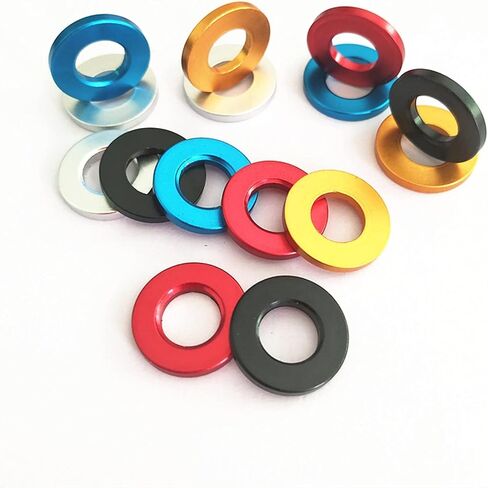 M4-M8 Aluminum Flat Washer Gasket Anodized Colorful Aluminum Plain Washer for RC Model Parts, 10pcs, Good wear Resistance(Red,6 * 12 * 2) in Saudi Arabia
