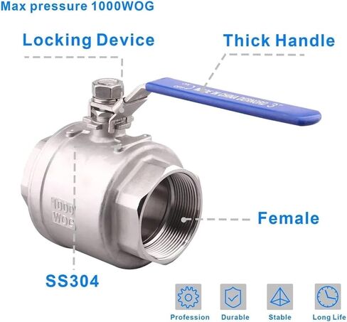 Steel 304 Ball Valve, 2-Piece Full Port Heavy Duty for WOG with Locking Device (4 Inch NPT) in Saudi Arabia