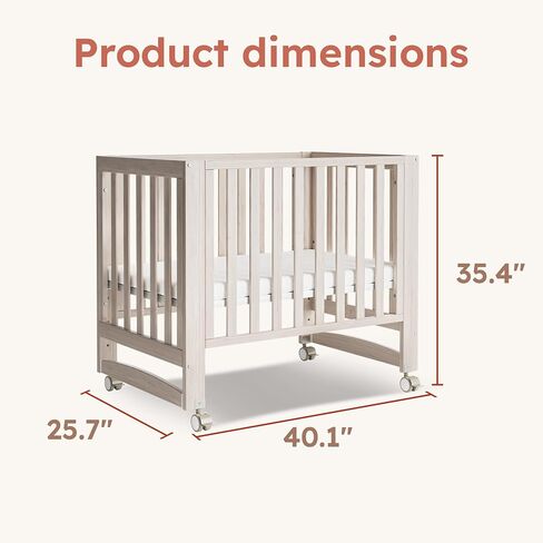 MAMAZING EvoNest 6-in-1 Convertible Baby Mini Crib with Wheels | GREENGUARD Gold Certified, New Zealand Pine Wood, 4 Adjustable Heights, Rocking Mode, Small Spaces Design, Washed Natural in Saudi Arabia