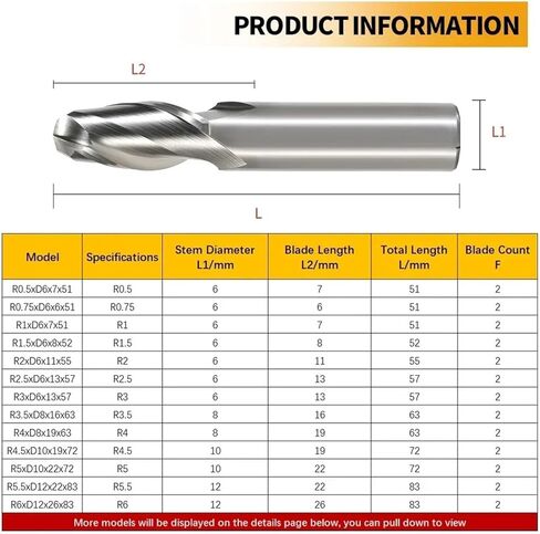 عالي السرعة من الصلب مستقيم الكرة ساق نهاية الطحن القاطع 2-شبكية مآسي CNC نهاية CNC (R9.5xD20x38x104) in Saudi Arabia
