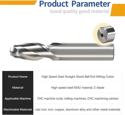 عالي السرعة من الصلب مستقيم الكرة ساق نهاية الطحن القاطع 2-شبكية مآسي CNC نهاية CNC (R9.5xD20x38x104) in Saudi Arabia