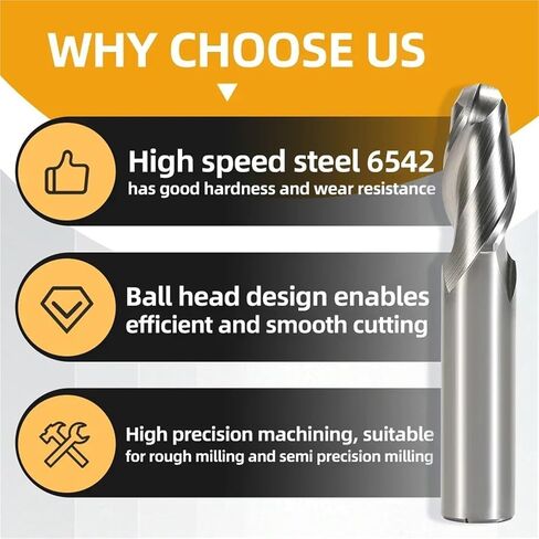 عالي السرعة من الصلب مستقيم الكرة ساق نهاية الطحن القاطع 2-شبكية مآسي CNC نهاية CNC (R9.5xD20x38x104) in Saudi Arabia
