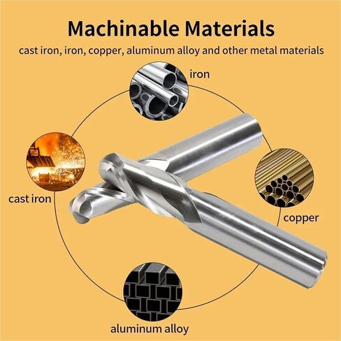عالي السرعة من الصلب مستقيم الكرة ساق نهاية الطحن القاطع 2-شبكية مآسي CNC نهاية CNC (R9.5xD20x38x104) in Saudi Arabia