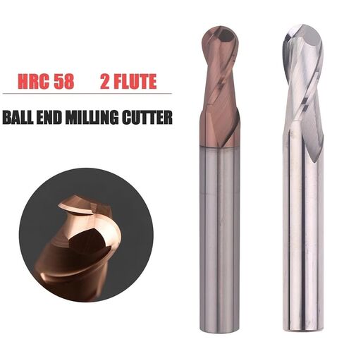 HRC58 2-Flute Tungsten Steel Carbide Ball End Milling Cutter for Steel Aluminum R0.5 R1 R1.5 R2 R3 R4 R5 R6 Ball Nose Endmill(UNCOATED,R1.75XD4X50LX2F) in Kuwait