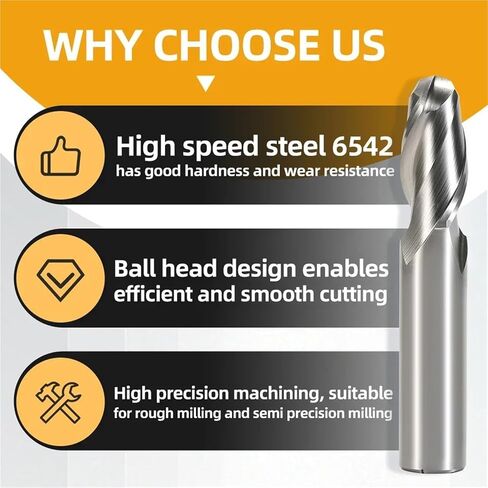 قاطع طحن الكرة عالي السرعة الصلب مستقيم طحن طحن 2-شبكية مكون من CNC End Mill (R10xD20x38x104) in Saudi Arabia