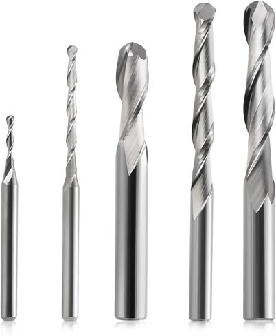 10Pcs 3.175/4/6/8mm 2 Flute Ball Nose Spiral Milling Cutter CNC Router Bit Wood Engraving Bit Carbide End Mill(3.175x22) in Saudi Arabia