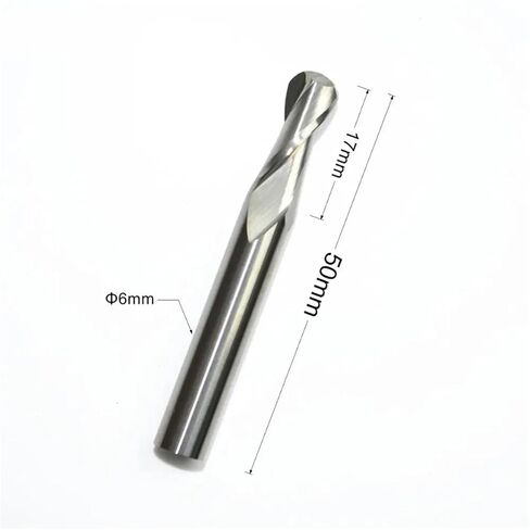 6mm*17mm,1pcs, 2 Flutes Ball Head End Mill,CNC milling Cutter,Solid Carbide Woodworking Relief Bit,Wood Cutter in Kuwait