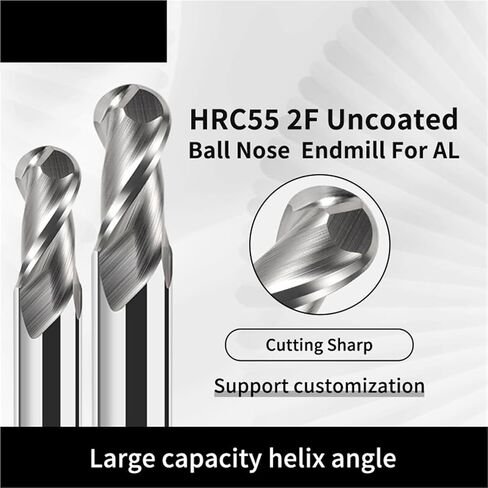 2 Flute Ball Nose End Mill HRC55 CNC Router Bit Carbide End Mill Spiral Milling Cutter for Woodworking Fresa(R3x6x100) in Kuwait