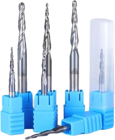 Tungsten Solid Carbide 3.175mm 4mm 6mm Ball Nose Tapered End Mills Router Bits CNC Taper Wood Metal Milling Cutters(R2.0-30.5-D6-75L) in Saudi Arabia