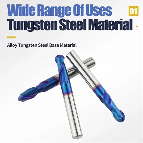 Ball End Milling Cutter Tungsten Carbide Cutter CNC Router Bit Milling Tool 2 Flute CNC Lathe Machine Tool Ball Nose End Mills(HRC45,R2xD4x75L) in Saudi Arabia