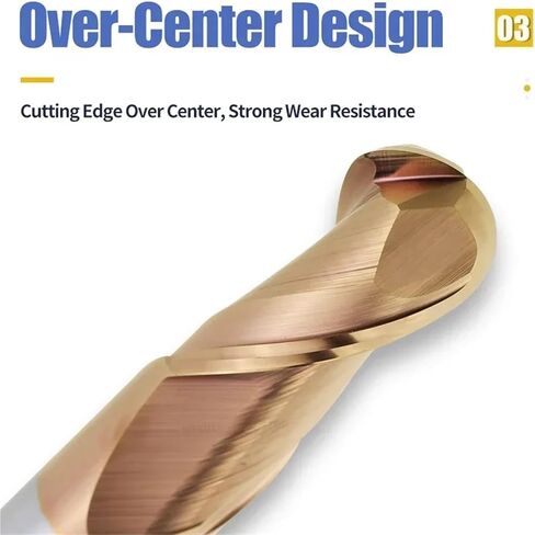Ball End Milling Cutter Tungsten Carbide Cutter CNC Router Bit Milling Tool 2 Flute CNC Lathe Machine Tool Ball Nose End Mills(HRC45,R2xD4x75L) in Saudi Arabia