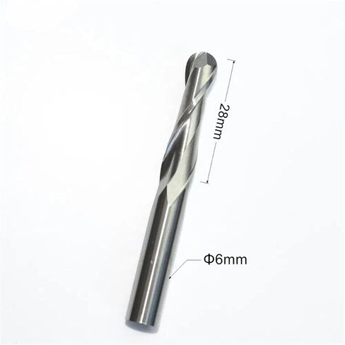 6mm*28mm,1pcs, 2 Flutes Ball Head End Mill,CNC milling Cutter,Solid Carbide Woodworking Relief Bit,Wood Cutter in Kuwait