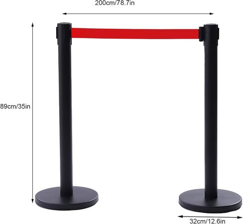 6Pcs Stanchions, Crowd Control Barriers with 6.5' Retractable Belt, Stainless Steel Stanchion Posts Queue Line Pole, 35" Height, Easy Connect Assemble in Saudi Arabia