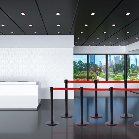 6Pcs Stanchions, Crowd Control Barriers with 6.5' Retractable Belt, Stainless Steel Stanchion Posts Queue Line Pole, 35" Height, Easy Connect Assemble in Saudi Arabia