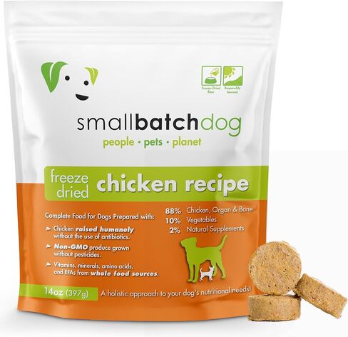 Smallbatch Pets Freeze-Dried Premium Raw Food Diet for Dogs, Duck Recipe, 14 oz, Made in The USA, Organic Produce, Humanely Raised Meat, Hydrate and Serve Patties, Single Source Protein, Healthy in Saudi Arabia