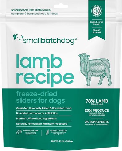 Smallbatch Pets Freeze-Dried Premium Raw Food Diet for Dogs, Duck Recipe, 14 oz, Made in The USA, Organic Produce, Humanely Raised Meat, Hydrate and Serve Patties, Single Source Protein, Healthy in Saudi Arabia
