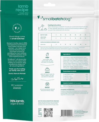 Smallbatch Pets Freeze-Dried Premium Raw Food Diet for Dogs, Duck Recipe, 14 oz, Made in The USA, Organic Produce, Humanely Raised Meat, Hydrate and Serve Patties, Single Source Protein, Healthy in Saudi Arabia