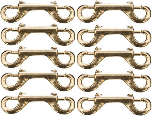 Jeffers Solid Brass Double End Snap – Heavy Duty Zinc Plated Clip for Tack, Dog Leash, Rope, Horse Tack, Farm, Pet, Backpack, Hardware, Home Use - Brass A, 4" - 10 Pack in Kuwait