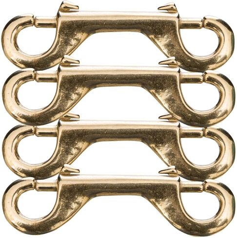 Jeffers Solid Brass Double End Snap – Heavy Duty Zinc Plated Clip for Tack, Dog Leash, Rope, Horse Tack, Farm, Pet, Backpack, Hardware, Home Use - Brass A, 4" - 4 Pack in Saudi Arabia