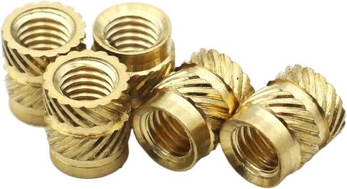 Brass Heat Set Insert Nuts Knurled Through-Hole Threaded Embedded Copper Nuts Injection Molding Plastic Parts(Length 10mm,M4 x od6 (20pcs)) in Kuwait