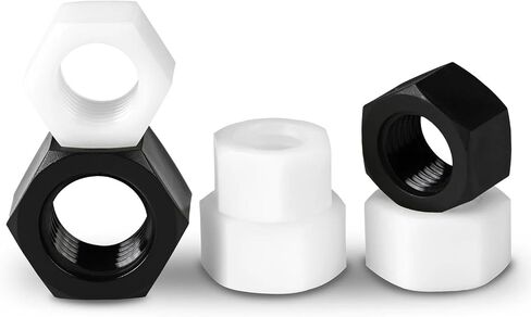 5-100pcs M2-M20 White or Black Nylon Hex Nut Hexagon Plastic Nuts Metric Thread Suit for Screws Bolts(Black,M6 (100pcs)) in Saudi Arabia