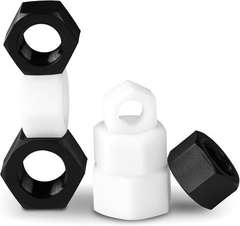 5-100pcs M2-M20 White or Black Nylon Hex Nut Hexagon Plastic Nuts Metric Thread Suit for Screws Bolts(Black,M6 (100pcs)) in Saudi Arabia