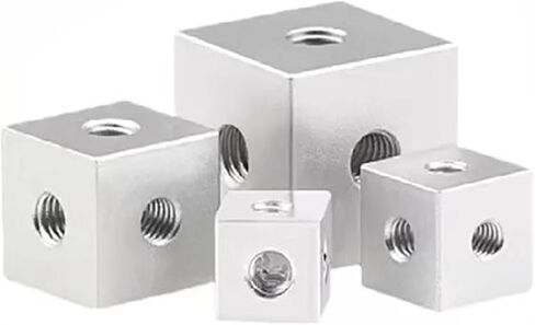 Six-Sided Nut Aluminum Alloy Fixed Block Acrylic Quad Three-Sided Fixed Nut Rotating Light Box Accessories(Silver,4pcs M3X10X10X10) in Saudi Arabia