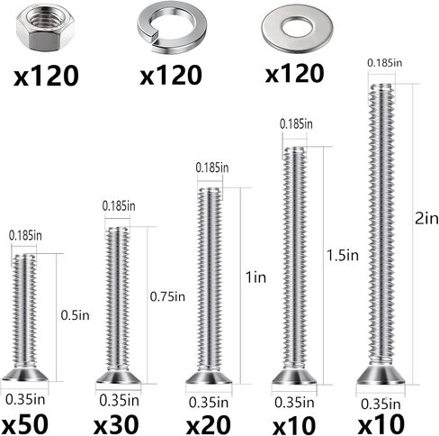 (840 pcs)#6 Outlet Screws Kit, 304 Stainless Steel Machine Screws, Flat Head Phillips,Electrical Wall Plate Switch, Bright Finish, Fully Machine Thread in Saudi Arabia