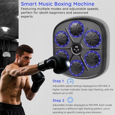 Music Boxing Machine,Smart Bluetooth Boxing Machine with Boxing Gloves Wall Mounted, Boxing Workout Punching Equipment for Adults Kids,Fun Fitness Equipment 9 Modes & 9 Speeds in Saudi Arabia
