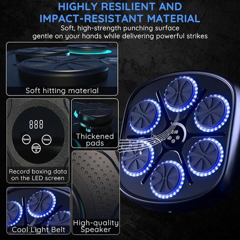 Music Boxing Machine,Smart Bluetooth Boxing Machine with Boxing Gloves Wall Mounted, Boxing Workout Punching Equipment for Adults Kids,Fun Fitness Equipment 9 Modes & 9 Speeds in Saudi Arabia