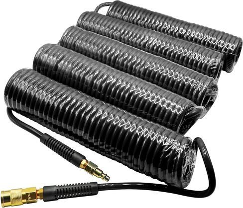 YOTOO 5 Pack Polyurethane Recoil Air Hose, Air Compressor Hose 1/4" Inner Diameter by 25' Long with Bend Restrictor, 1/4" Industrial Quick Coupler and Plug, Red in Saudi Arabia
