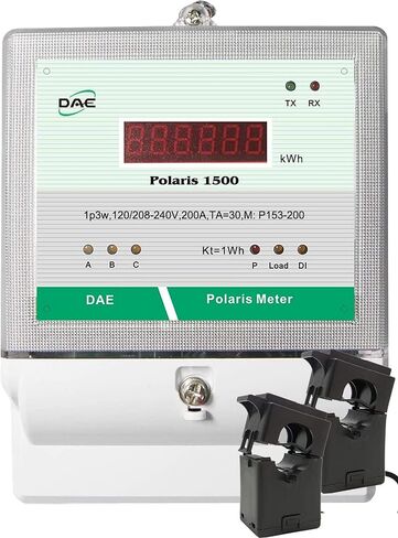 DAE P153-200 KIT, UL kWh Smart Submeter, 1 phase 3 wire (2 hot wire, 1 neutral), 200A, 120/240v, 2 Split Core CTs, RS485 in Kuwait