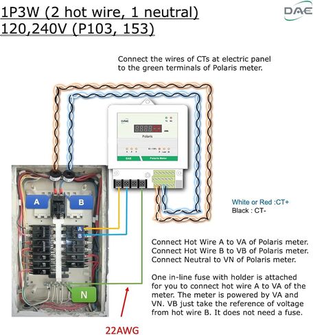 DAE P153-200 KIT, UL kWh Smart Submeter, 1 phase 3 wire (2 hot wire, 1 neutral), 200A, 120/240v, 2 Split Core CTs, RS485 in Kuwait