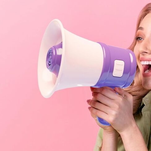 Megaphone Small Bull Bulhorn Keychain keychain تسجيلات تسجيل مكبر للصوت المحمولة مع متكلم سلسلة للبالغين 3 ، 4 ، 5 ، 7 ، 8 سنوات ، البنفسجي in Kuwait