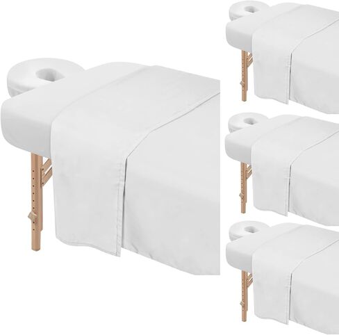 4 Sets Premium Microfiber Massage Table Sheets Set 3 Piece Set Includes Massage Table Cover Fitted Sheet and Fitted Face Rest Cover, White in Saudi Arabia