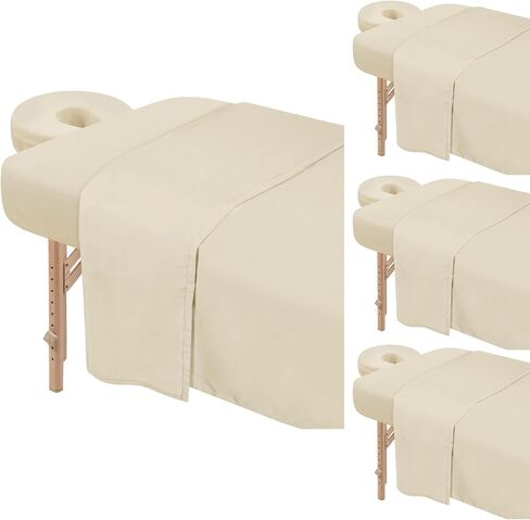 4 Sets Premium Microfiber Massage Table Sheets Set 3 Piece Set Includes Massage Table Cover Fitted Sheet and Fitted Face Rest Cover, White in Saudi Arabia