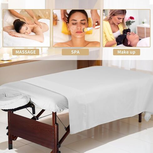 4 Sets Premium Microfiber Massage Table Sheets Set 3 Piece Set Includes Massage Table Cover Fitted Sheet and Fitted Face Rest Cover, White in Saudi Arabia