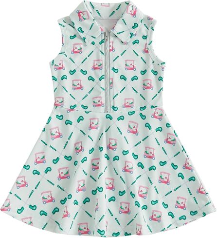 Toddler Baby Girl Golf Outfit Dress Sleeveless Golf Car Polo Dresses Casual A-Line Dress Zip Up Sprots Summer Dresses in Saudi Arabia