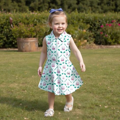 Toddler Baby Girl Golf Outfit Dress Sleeveless Golf Car Polo Dresses Casual A-Line Dress Zip Up Sprots Summer Dresses in Saudi Arabia
